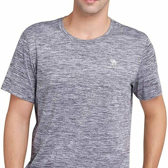 Camel Crown Mens Grey Heather Perormance Athletic Crew Neck T Shirt Size Small - Picture 1 of 9